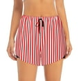 thumbnail image 2 of Rateoe Red And White Stripes Printed 2 in 1 Women's Workout Shorts for Athletic Gym Running Shorts with Phone Pockets-Small, 2 of 7