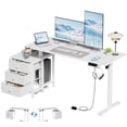 thumbnail image 4 of GUNAITO Computer Desk 66" × 23.6" Electric Standing Desk with 3 Drawers Height Adjustable Stand Up Table Ergonomic Sit Stand Desk with Splice Board for Home Office White, 4 of 11