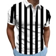 thumbnail image 2 of Blusa y camisa de manga corta con cuello vuelto Camisa casual de manga corta para hombre con estampado de rayas Camisa de manga corta con cuello vuelto para hombre, 2 of 7