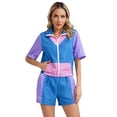 thumbnail image 2 of Haitryli Women's 80s Tracksuit Retro Outfits 2 Piece Zipper Front Jacket with Loose Shorts Blue L, 2 of 7