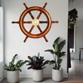 thumbnail image 4 of Brainmart Wooden Nautical Premium Handcrafts Ship Wheel – Brass Ring Home Decor with Hub | Wall Decor Hangings | (12 Inches Brass Ring Ship Wheel)., 4 of 5