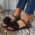 thumbnail image 4 of Women's Fashionable Summer Floral Pointed Toe Flat Sandals-Solid Color Flower Casual Slippers Black 43, 4 of 9