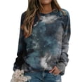 thumbnail image 4 of Bibifish Womens Tie Dye Sweatshirt Printed Crewneck Long Sleeve Pullover Casual Loose Fit Spring Fall Comfortable Pullover Tops For Ladies, 4 of 6