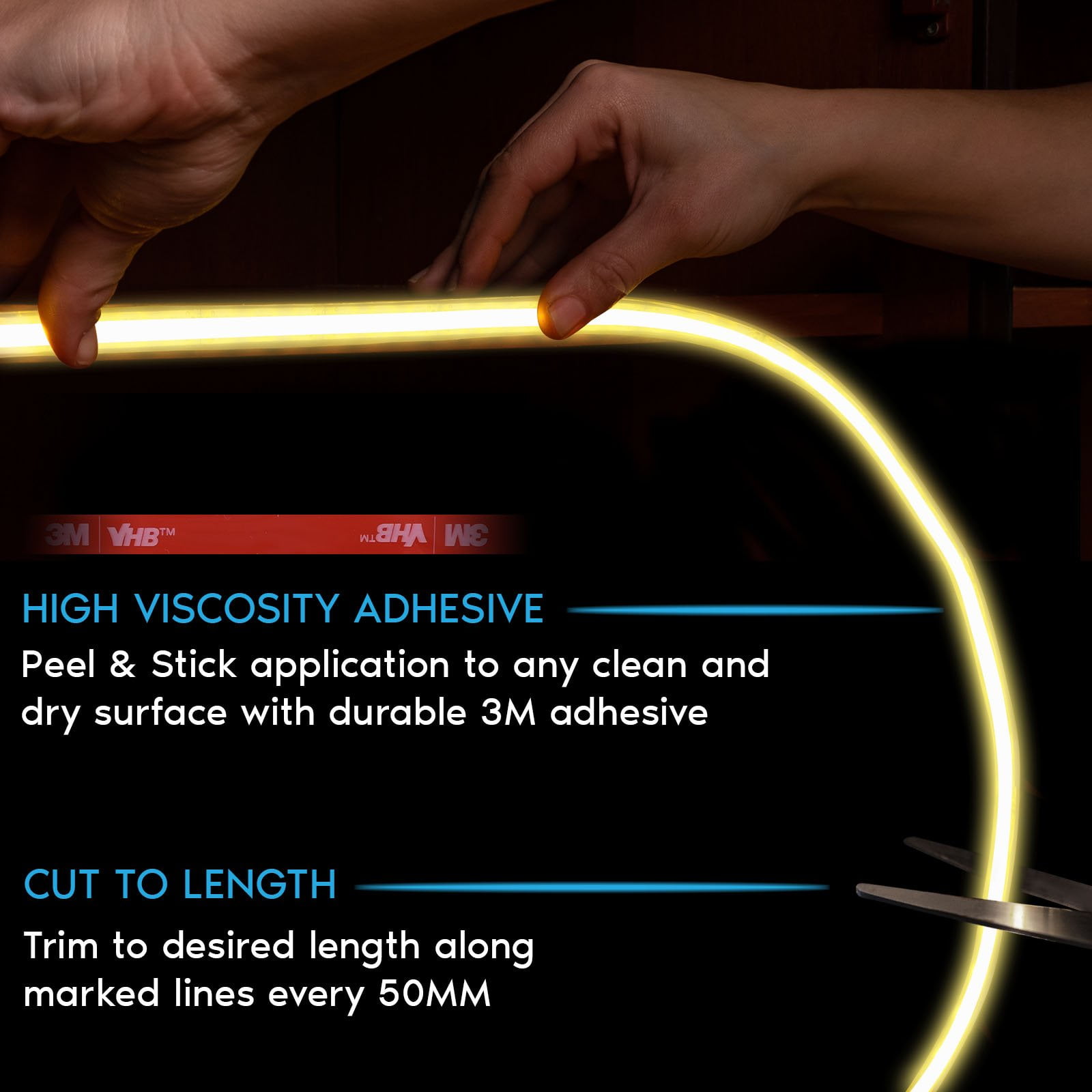 Luxrite LED Strip Lights 16.4FT, 3000K Soft White, 8mm, 270 Lumens/FT, Cut to Length, 3W/FT, CRI 90, UL Listed