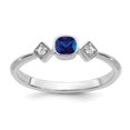 thumbnail image 1 of Bague en Or Blanc 14k Saphir et Vrai Diamant, 1 of 1