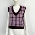 thumbnail image 5 of Amidoa Women's Sweaters V-Neck Sleeveless Pink Crop Cute Plaid Summer Sweater Vests Womens Cardigan Sweaters Free Size, 5 of 5