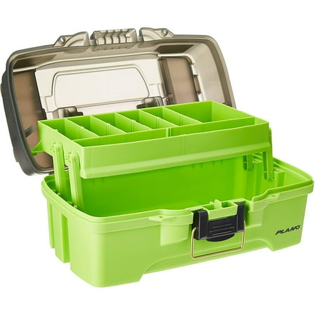 Plano PLAMT6211 1-Tray Tackle Box with Dual Top Access for Fishing Smoke & Bright Green