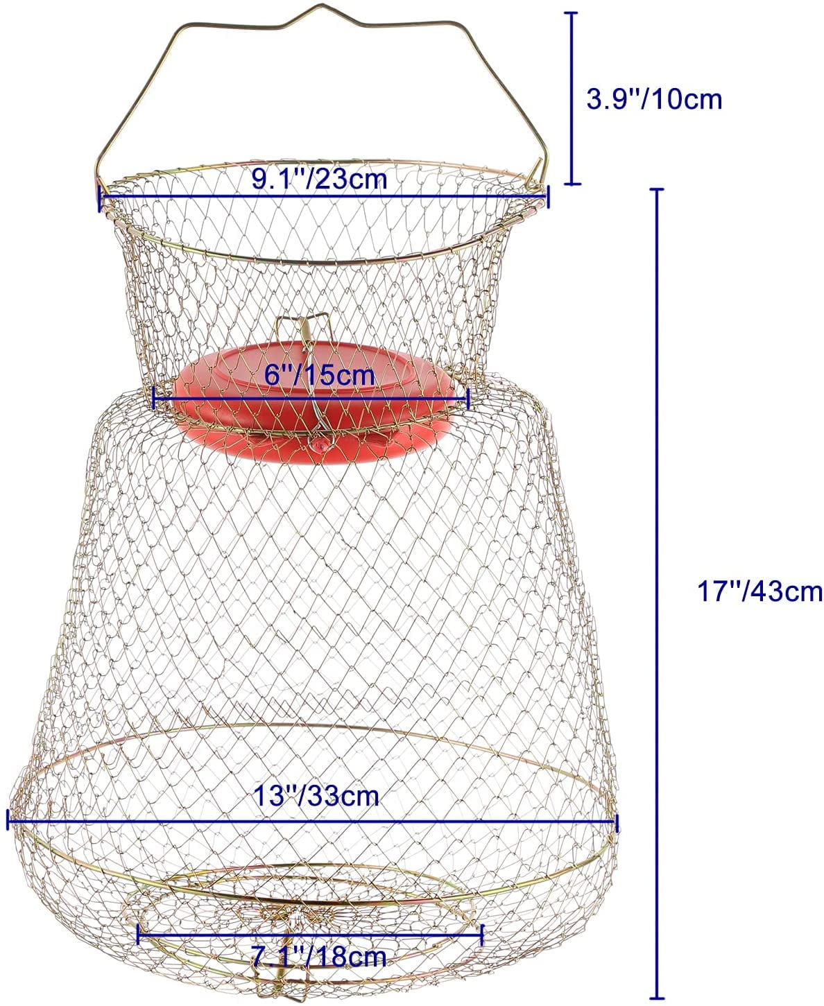 Collapsible Fshing Net Cage Robust and Easy to Use Floatable Galvanized Steel Wire Fish Basket 