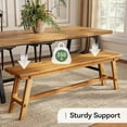 thumbnail image 6 of Finmind 55" Solid Wood Entryway Bench, Narrow Skinny Shoe Bench Seat for Entry, Brown, 6 of 7