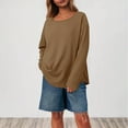 thumbnail image 4 of Womens's Waffle Knit Long Sleeve Tops Lightweight Base Sweaters Crew Neck Solid Color Casual T-shirts (XL, Khaki), 4 of 7