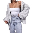 thumbnail image 3 of Womens Chunky Cardigan Cable Knit Oversized Open Front Cardigan Sweaters Gray XXXL, 3 of 6