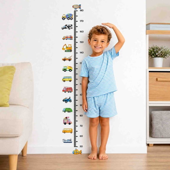Growth Chart Wall Sticker, 50-180Cm Height Measurement Decal, Removable Diy Ruler For Boys Bedroom Nursery Multicolor 30X60Cm