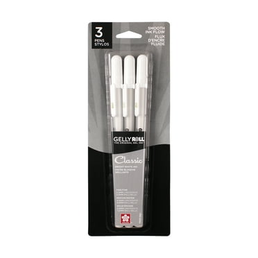 Sakura Gelly Roll Gel Pens, Opaque White Ink, Fine Medium & Bold Point Pack of 3