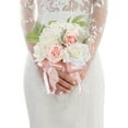 thumbnail image 4 of Artificial Rose Bridal Bouquet with Ribbon Handle – Lifelike Wedding Bouquet for Bride, Bridesmaids & Ceremony Decoration, White-Light Peach, 4 of 10