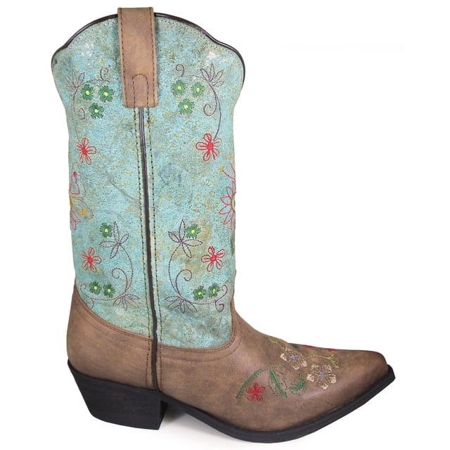 Bota vaquera de cuero marrón / turquesa otoño para mujer - Talla EE. UU.: 7 Smoky Mountain Boots 6960-7M