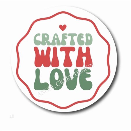 DOPASTICKER Crafted With Love Scrapbook Stickers Holiday Handmade Favor Phone Decal Water Bottle Stickers Cars Stickers Water Bottle Stickers For Kids