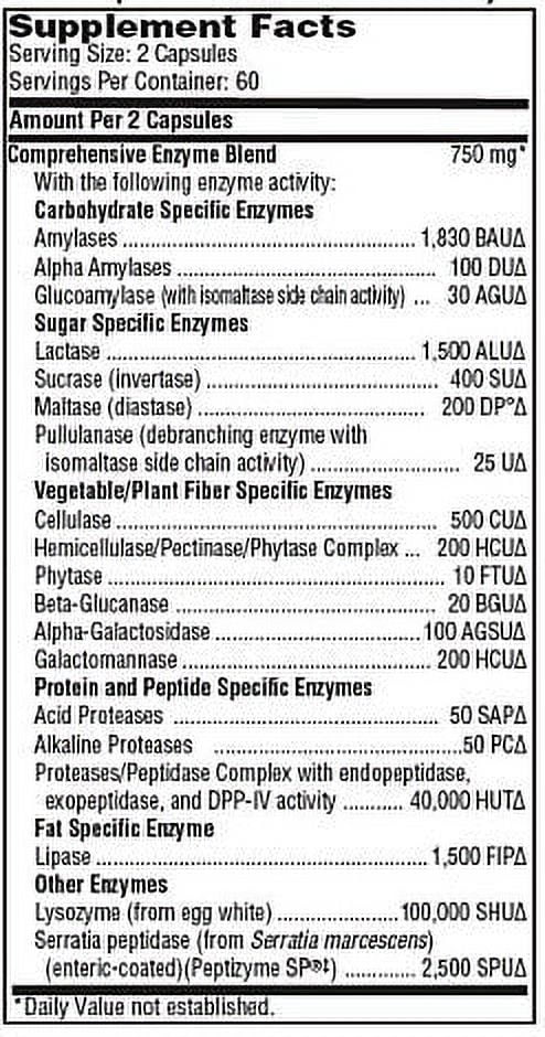 Klaire Labs SFI Health Multi Enzyme Supplements for Digestive Health - Ther-Biotic Vital-Zymes Complete - Digestive Enzymes to Help Ease Indigestion & Aid Nutrient Absorption (120 Capsules)