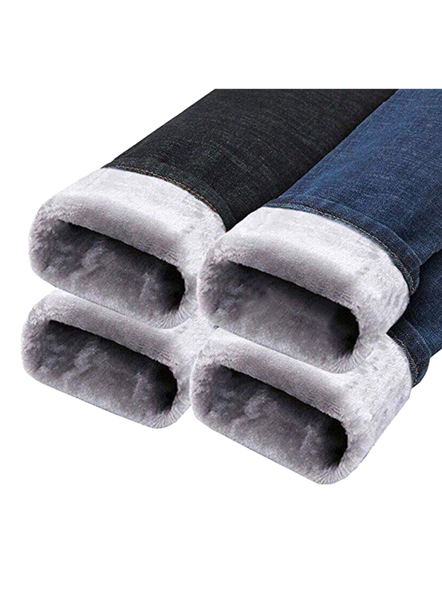 Listenwind Womens Warm Fleece Lined Jeans Stretch Skinny Winter Thick Jeggings Denim Long Pants Black - image 5 of 7