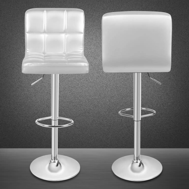Magshion Adjustable Swivel Bar Stools Set of 2 with Square Back and Footrest Faux Leather
