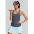 thumbnail image 4 of RUNNING GIRL Women’s Racerback Workout Tank Top with Built-in Bra Longline Ribbed Athletic Yoga Top Padded Fitness Top, 4 of 6
