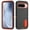 Black+Orange, variant on for Google Pixel 9 / 9 Pro Case Kickstand Durable 3-Layer Military Grade Protective Case Cover Hybrid Silicone Heavy Duty Rugged Shockproof Screen Lip Raised Protection Phone Case,Gray Green