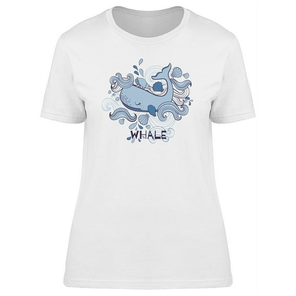 Cuta Whale And Paisley Waves T-Shirt Women -Image by Shutterstock, Female Large
