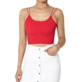 thumbnail image 1 of TheMogan Women's Solid Spaghetti Straps Ribbed Seamless Stretch Crop Cami Tank Top, 1 of 7