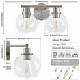 thumbnail image 5 of Deyidn 2 Light Pale Gold Bathroom Vanity Light with Globe Glass Shade Modern Bathroom Wall E26 Bulb, 5 of 6
