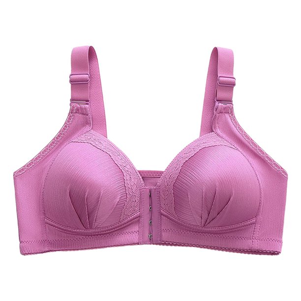 Gibobby Brasier Mujer Sujetador grande para dormir con hebilla lateral frontal para mujer(Morado,44)
