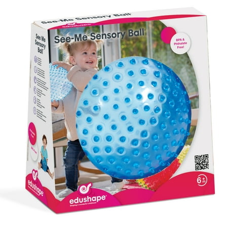 Edushape The Original Sensory Ball for Baby -7” Transparent Primary Color Baby Ball that Helps Enhance Gross Motor Skills for Kids Aged 6 Months & Up - Pack of 1 Vibrant & Unique Toddler Ball for Baby