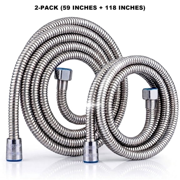 Shower Hose, Shower Hose 118 inches Extra Long Stainless Steel Handheld Shower Head Hose and Shower Hose 59 inches Stainless Steel Handheld Shower Head Hose(2pack 59in 118in)