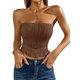 thumbnail image 3 of VISgogo Tops de tubo sin tirantes para mujer, tops cortos sin mangas de verano con dobladillo con flecos de jacquard de ganchillo de color sólido VISgogo  moda, 3 of 6