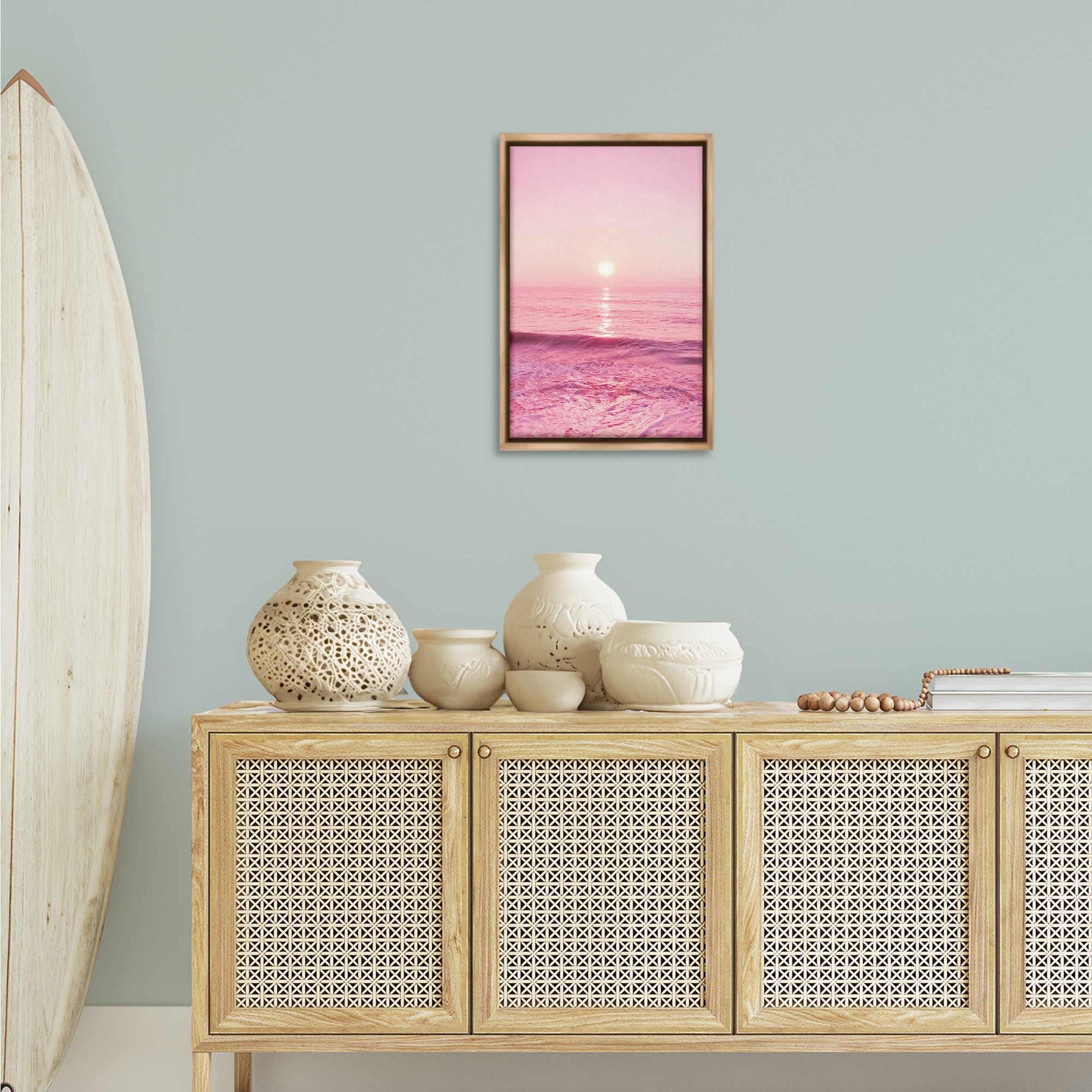 Stupell Industries Peachy Pink Sunset Landscape & Nature Photography Brown Floater Framed Canvas Art Print Wall Art, 17 x 25