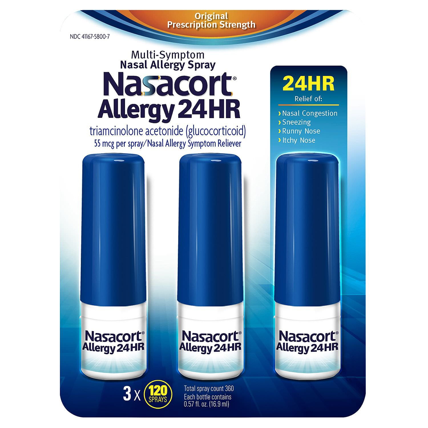 Nasacort Allergy 24hr Non Drip Nasal Spray 120 Sprays 3 Pk