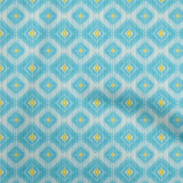 oneOone Polyester Spandex Light Blue Fabric Asian Ikat Craft Projects Decor Fabric Printed By The Yard 56 Inch Wide