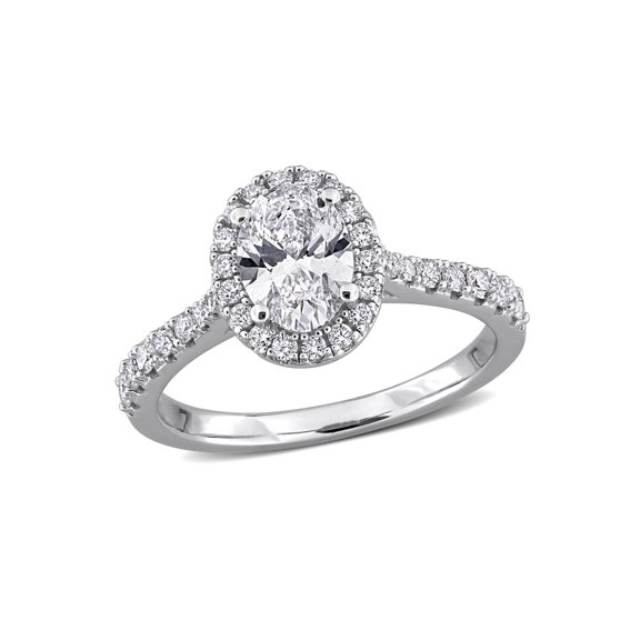 1.41 Carat (Ctw VS1-VS2) Lab-Grown Diamond Halo Engagement Ring Sterling Silver for Women