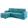thumbnail image 5 of Laura Reversible Sleeper Sectional Sofa Storage Chaise, Dark Gray,Air Leather-Color:Teal,Fabric:Velvet, 5 of 11