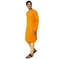 thumbnail image 3 of In-Sattva Men's Majestic Pinstriped Bejeweled Designer Indian Kurta Tunic; Summer Mustard; LG, 3 of 6
