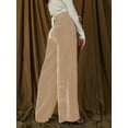 thumbnail image 4 of Velvet Pants for Women High Waisted Wide Leg Palazzo Pants Causal Outfits Long Flowy Trousers with Pockets, 4 of 6