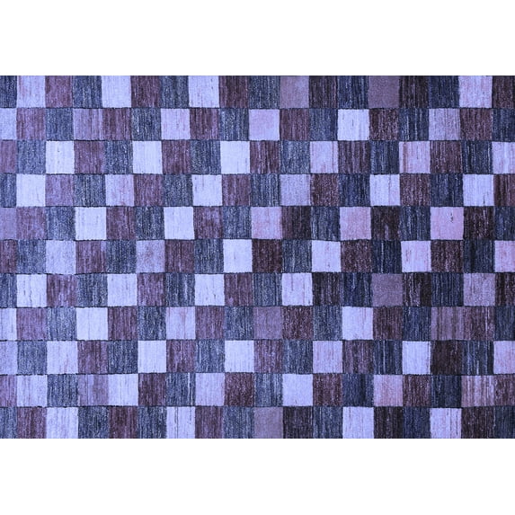 Ahgly Company Machine Washable Indoor Rectangle Checkered Blue Modern Area Rugs, 2' x 4'