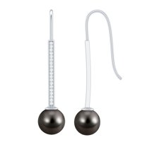 Rosec Jewels Tahitian Pearl and Diamond Earrings for Women (16.25 ct) - AAA Quality, 925 Sterling Silver