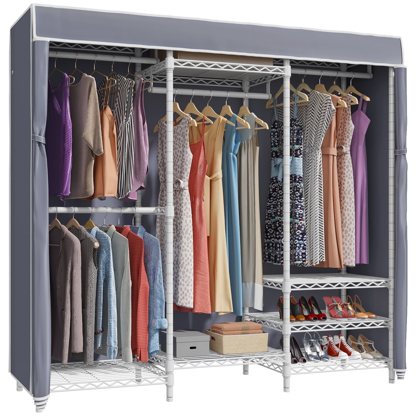 VIPEK V5C Heavy Duty Covered Clothes Rack, White Metal Clothing Rack