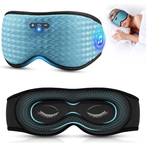 3D Sleep Mask with Bluetooth Headphones, Sleeping Headphones for Side Sleepers, Zero Eye Pressure, Adjustable Sleep Eye Mask, Ultra-Thin Stereo Speakers Perfect for Sleeping