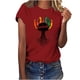 thumbnail image 1 of Tops de Manga Corta para las Mujeres de Ajuste Suelto, Día de la Independencia Negro Impreso, Cuello Redondo Suelto Superior, 1 of 4