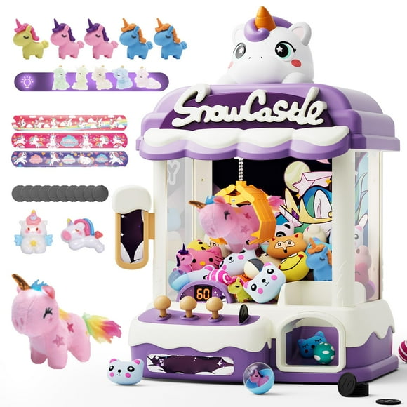 Skirfy Grandes Machines à Griffes pour Enfants, Jouets Licornes pour Filles de 6 Ans et Plus, Distributeur de Bonbons Jeux d'Arcade Mini Distributeur Automatique avec Bracelet à Claquer, Jeu de Griffes, Cadeaux d'Anniversaire pour Enfants de 6, 7, 8 Ans