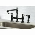thumbnail image 3 of Kingston Brass KS7270PLBS English Country Bridge Kitchen Faucet with Brass Side Sprayer, Matte Black, 3 of 8