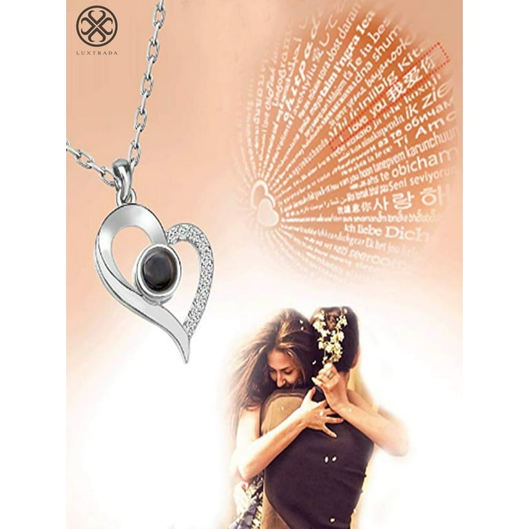 I love you shop necklace 100 languages silver
