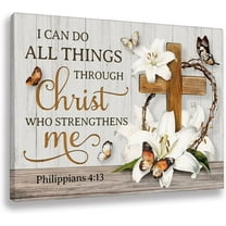 Christian Wall Art Religious Decor Canvas Prints Floral Butterfly Painting Christ Faith Spiritual Posters Artworks Framed For Living Room Bedroom Ready To Hang12''x16''