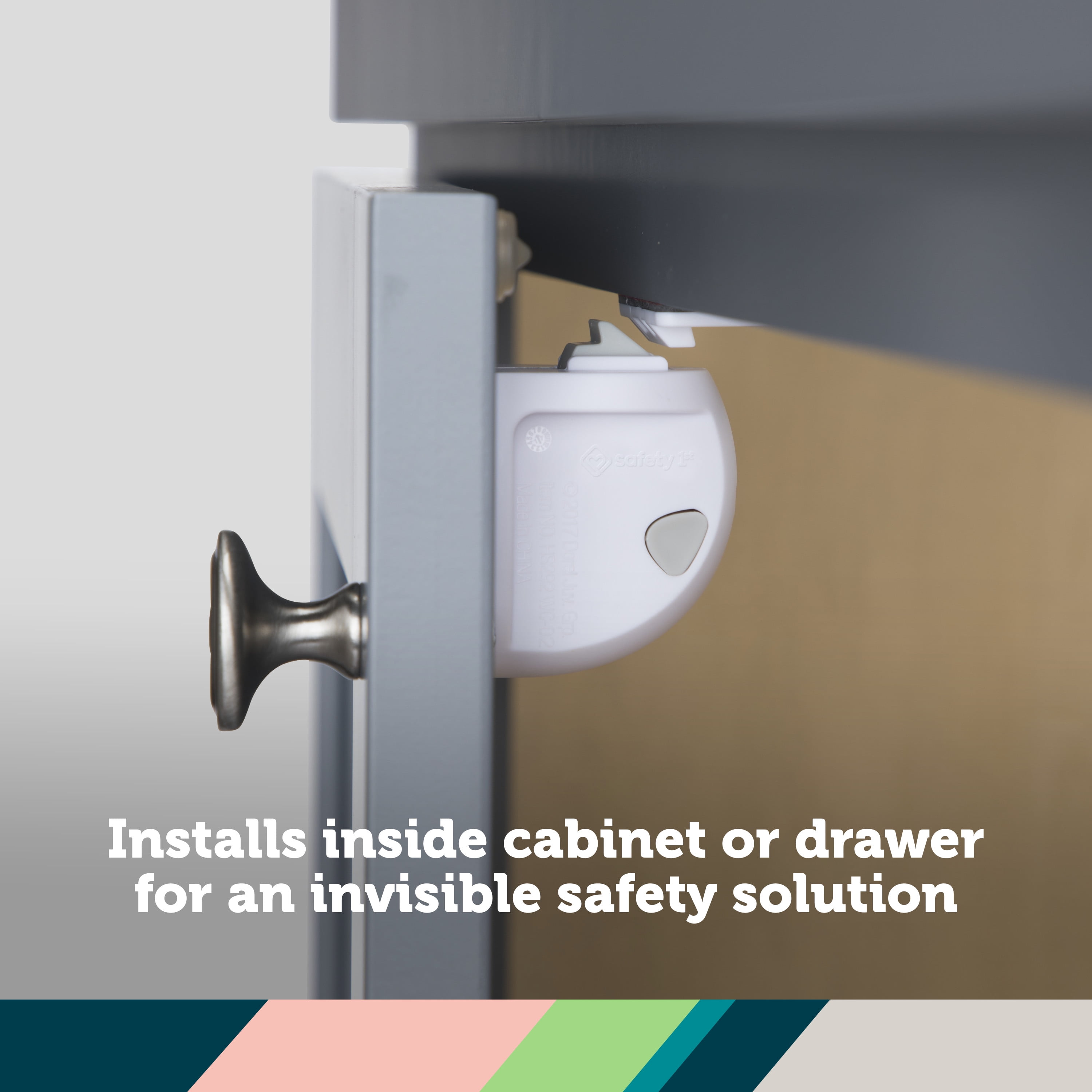 (2 pack) Safety 1st Adhesive Magnetic Lock System - 2 Locks and 1 Key, White, Toddler