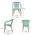 thumbnail image 3 of GDF Studio Grouse Outdoor French Bistro Chairs, Set of 2, Light Teal, White, and Wood Print, 3 of 8